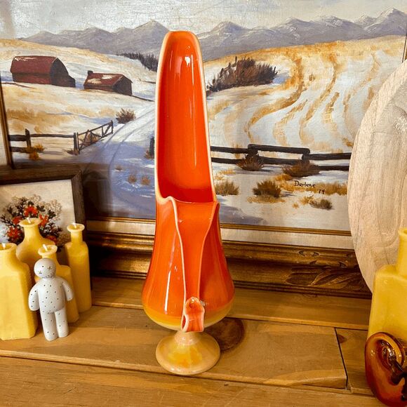 Vintage L E Smith Bittersweet Orange Slag Glass Ewer Candle Holder DO NOT BUNDLE - Picture 5 of 5